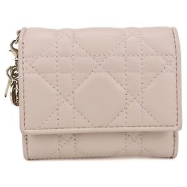 Christian Dior DIOR Lotus Wallet Lady Dior fold Pink Pink