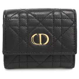 Portafoglio pieghevole Dior Caro per donne, Nero Nero