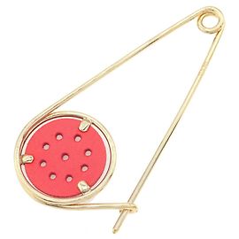 Spilla Pin Meccano Piccola LOEWE in Pelle Rossa Oro e Metallo per Donne Rosso