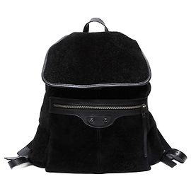 Mochila de couro e camurça Balenciaga com fecho, Preto, Preto