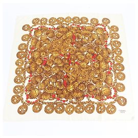 Cachecol/Lenço/Estola de seda com padrão de corrente Chanel para mulheres Dourado