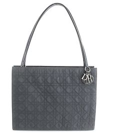Bolsa tote de couro e nylon Cannage Lady da Christian Dior para mulheres Preto