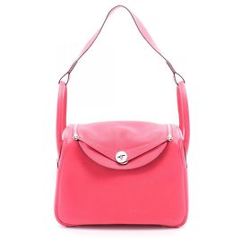 Bolsa de Ombro Hermès Lindy em Couro Taurillon Clemence, Rosa, para Mulheres Rosa