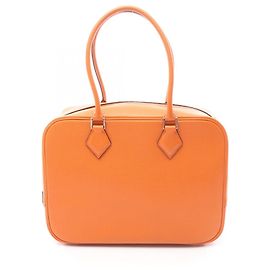 Bolsa Hermès Plume em couro e couro Epsom, laranja para mulheres. Laranja