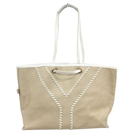 Bolso de cuero reversible Neo Double de Yves Saint Laurent Blanco Beige