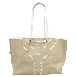 Yves Saint Laurent Neo Double Reversible Leather Handbag White Beige