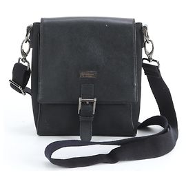 Borsa a tracolla in pelle check Burberry nera da uomo Nero