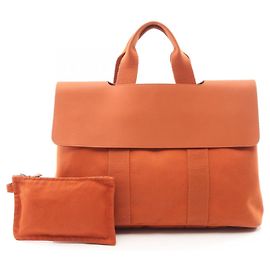 Bolsa Hermès Valparaiso MM Potiron em couro com design Toile Chevron, Feminino, Laranja Laranja