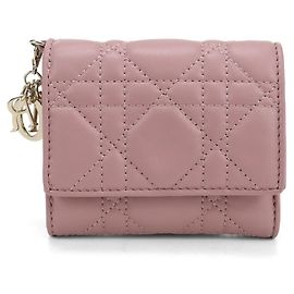 Christian Dior DIOR Lady Dior Lotus fold Wallet , Pink Pink