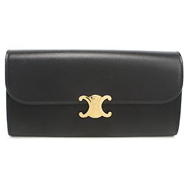 Céline CELINE Triomphe Billetera Bifold Grande para Mujer en Negro Negro