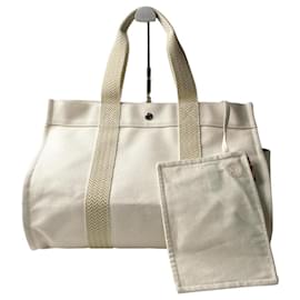 Borsa tote in tela Hermès Cannes MM con pochette per donne Crudo