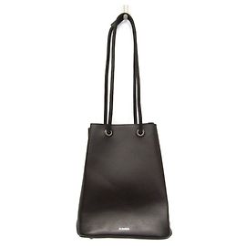 Borsa a tracolla con cordino Jil Sander per uomini e donne, borsa in pelle, borsa a spalla marrone scuro Marrone