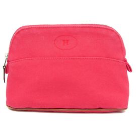 Hermès Hermes Bolide Mini Women's Cotton,Leather Pouch Brown,Pink Brown