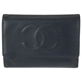 Cartera vintage de piel de ternera granulada negra Chanel Negro