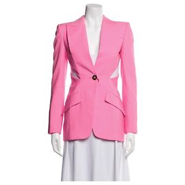 Alexander McQueen Pink Wool Slashed Cut-out Blazer Jacket Pink
