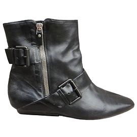 Vic Matié Leather Ankle Boots Black Black
