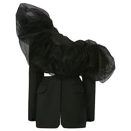 Giacca Blazer Alexander McQueen in Tulle e Barathea Nera Nero