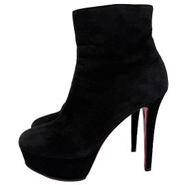 Christian Louboutin Bianca Booty 120 Camurça Preta 37 Preto