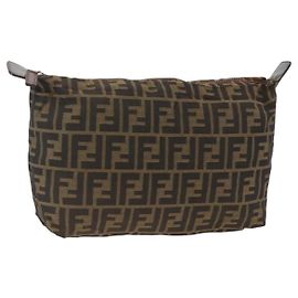 FENDI Zucca Canvas Tasche Schwarz Braun Auth 173991 Braun Schwarz