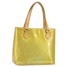 LOUIS VUITTON Sac à main Monogram Vernis Houston Gris M91053 LV Auth BA10897 Gris