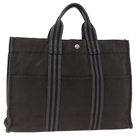 Hermès HERMES Fourre Tout MM Tote Bag Canvas Black Auth 174096 Black