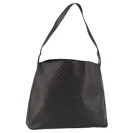 Céline Borsa a spalla in tela Macadam CELINE in pelle PVC nera e oro Auth fm5227 Nero D'oro