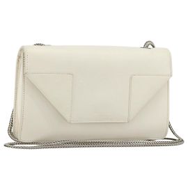 Borsa a spalla in pelle bianca e argento SAINT LAURENT Auth bs33774 Argento Bianco