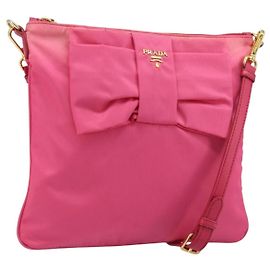 Borsa a Spalla PRADA in Nylon Rosa Oro Auth ARZ034A Rosa D'oro