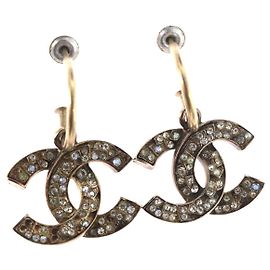 CHANEL Pierce Earring metal Silver CC Auth bs33640 Silvery