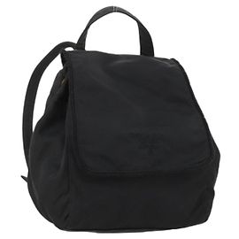 PRADA Backpack Nylon Black Gold Auth 172266 Black Golden