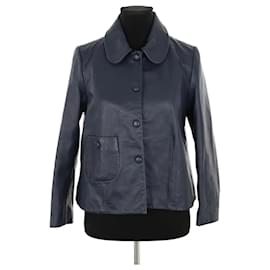 Bash Navy Leather Jacket Navy blue
