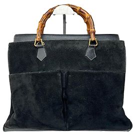 Vintage Gucci en daim avec bambou Noir