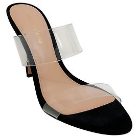 Veronica Beard Black Suede / PVC Asha Sandals Black