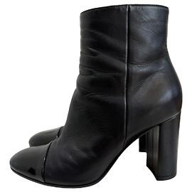 Gianvito Rossi Boots Heels Black Kid Patent 38 Schwarz