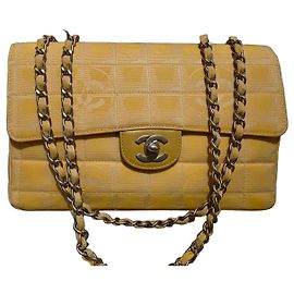 Borsa Chanel Travel Line con patta gialla in tessuto Giallo