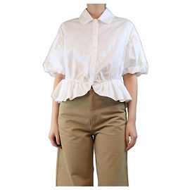 Simone Rocha Camicia bianca a peplo con volantini - taglia M/L Bianco