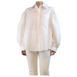 Simone Rocha White puff-sleeved cotton shirt - size UK 8 White