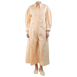 Simone Rocha Set camicia a colletto appuntito pesca e pantaloni con volant - taglia UK 10 Arancione
