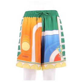 Casablanca Short de seda com estampa multicolorida Multicor