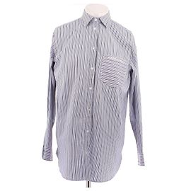 Autre Marque Camisa a rayas azul y marrón de algodón Azul
