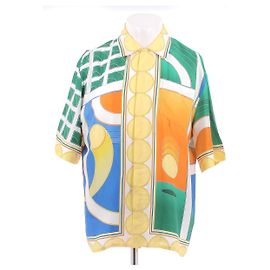 Casablanca Camisa de seda estampada multicolor Naranja