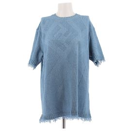 Fendi Pull bleu manches courtes en coton Blue