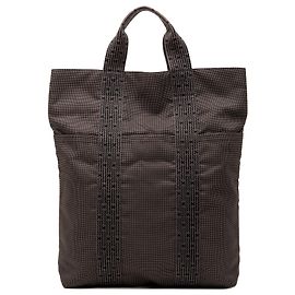 Hermès Graue Canvas Herline Cabas Braun