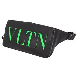 Valentino Black Leather VLTN Rockstud Belt Bag Black