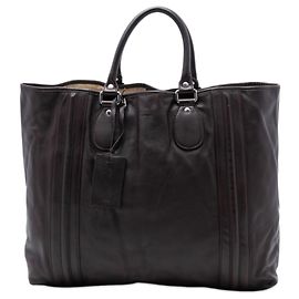 Gucci Brown Leather Tote Brown Dark brown