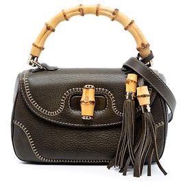 Bolsa de couro verde médio New Bamboo da Gucci Verde Verde oliva