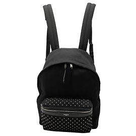 Mochila de cidade em lona preta com studs Saint Laurent Preto