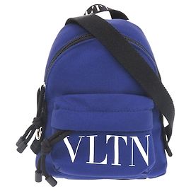Valentino Blue Mini Canvas VLTN Convertible Backpack Blue
