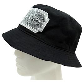 NUOVO CAPPELLO BOB CHRISTIAN DIOR CD COUTURE 24TC907E4511 M 52 COTONE NERO Nero