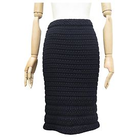 NUOVA GONNA RETTA CHANEL P41336K03073 M 38 COTONE BLU MARINO Blu navy